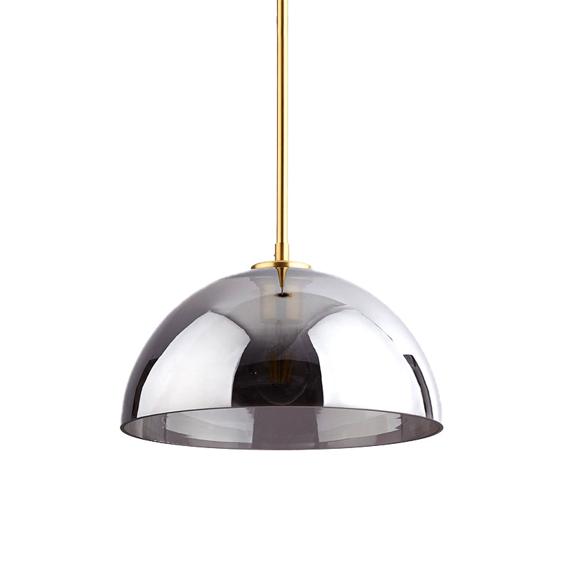 Gold Semicircle Pendant Light Kit Simple 1-Bulb Tan/Smoke Gray Mirror Glass Hanging Ceiling Lamp Clearhalo 'Ceiling Lights' 'Glass shade' 'Glass' 'Modern Pendants' 'Modern' 'Pendant Lights' 'Pendants' Lighting' 736991