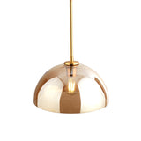 Gold Semicircle Pendant Light Kit Simple 1-Bulb Tan/Smoke Gray Mirror Glass Hanging Ceiling Lamp Clearhalo 'Ceiling Lights' 'Glass shade' 'Glass' 'Modern Pendants' 'Modern' 'Pendant Lights' 'Pendants' Lighting' 736996