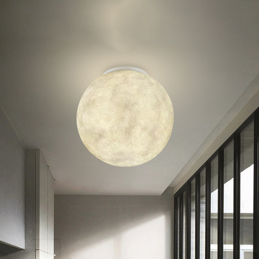 Ball Moon Glass Flush Mounted Light Modern 1 Light White Flush Ceiling Lamp Fixture for Balcony White Clearhalo 'Ceiling Lights' 'Close To Ceiling Lights' 'Close to ceiling' 'Flush mount' Lighting' 737009