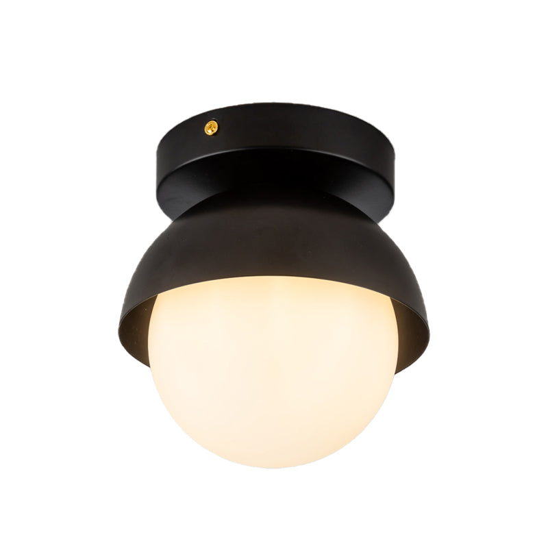 Metal Semicircle Ceiling Mounted Light Post Modern 1-Light Black/Gold Finish Flushmount Lamp for Foyer Clearhalo 'Ceiling Lights' 'Close To Ceiling Lights' 'Close to ceiling' 'Flush mount' Lighting' 737015