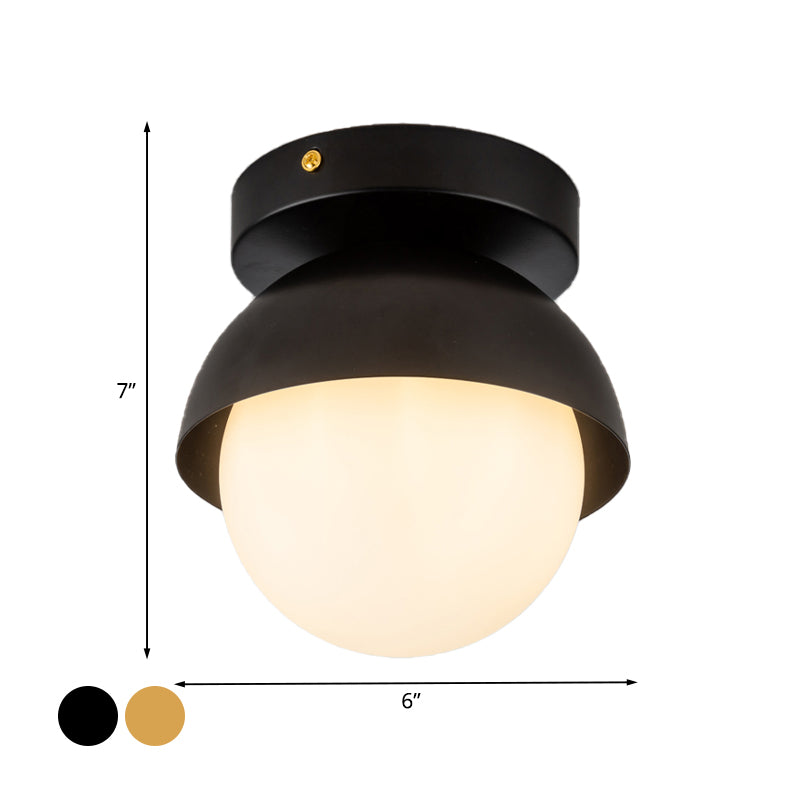 Metal Semicircle Ceiling Mounted Light Post Modern 1-Light Black/Gold Finish Flushmount Lamp for Foyer Clearhalo 'Ceiling Lights' 'Close To Ceiling Lights' 'Close to ceiling' 'Flush mount' Lighting' 737016