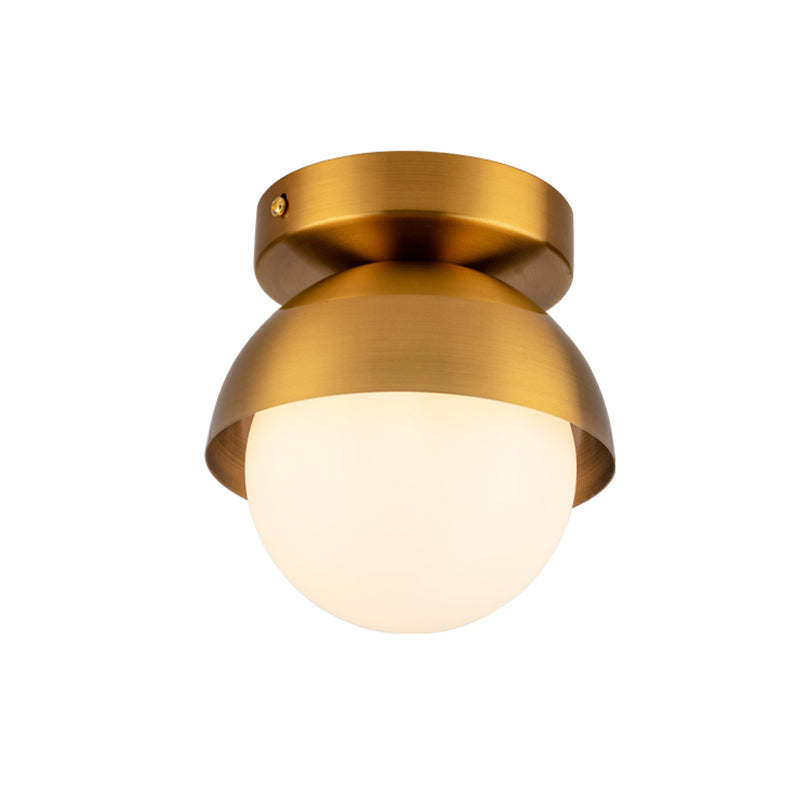 Metal Semicircle Ceiling Mounted Light Post Modern 1-Light Black/Gold Finish Flushmount Lamp for Foyer Clearhalo 'Ceiling Lights' 'Close To Ceiling Lights' 'Close to ceiling' 'Flush mount' Lighting' 737020