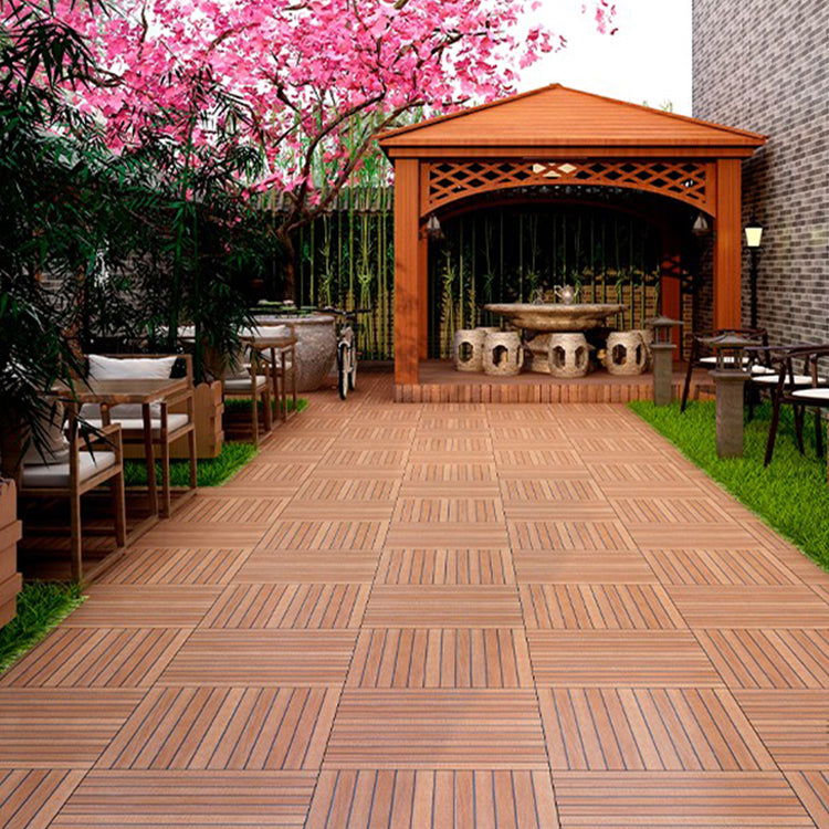 Outdoor Deck Tiles Composite Snapping Stripe Wooden Deck Tiles Walnut 200-Piece Set Straight Grain Clearhalo 'Home Improvement' 'home_improvement' 'home_improvement_outdoor_deck_tiles_planks' 'Outdoor Deck Tiles & Planks' 'Outdoor Flooring & Tile' 'Outdoor Remodel' 'outdoor_deck_tiles_planks' 7370521