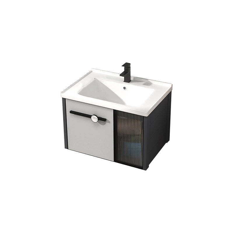 Metal Base Modern Bathroom Vanity Single Rectangular Wall Mount Vanity Set Vanity & Faucet 28"L x 19"W x 18"H Clearhalo 'Bathroom Remodel & Bathroom Fixtures' 'Bathroom Vanities' 'bathroom_vanities' 'Home Improvement' 'home_improvement' 'home_improvement_bathroom_vanities' 7370927