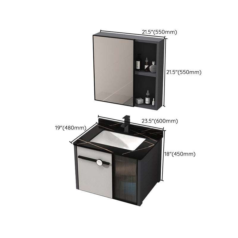 Metal Base Modern Bathroom Vanity Single Rectangular Wall Mount Vanity Set Clearhalo 'Bathroom Remodel & Bathroom Fixtures' 'Bathroom Vanities' 'bathroom_vanities' 'Home Improvement' 'home_improvement' 'home_improvement_bathroom_vanities' 7370933