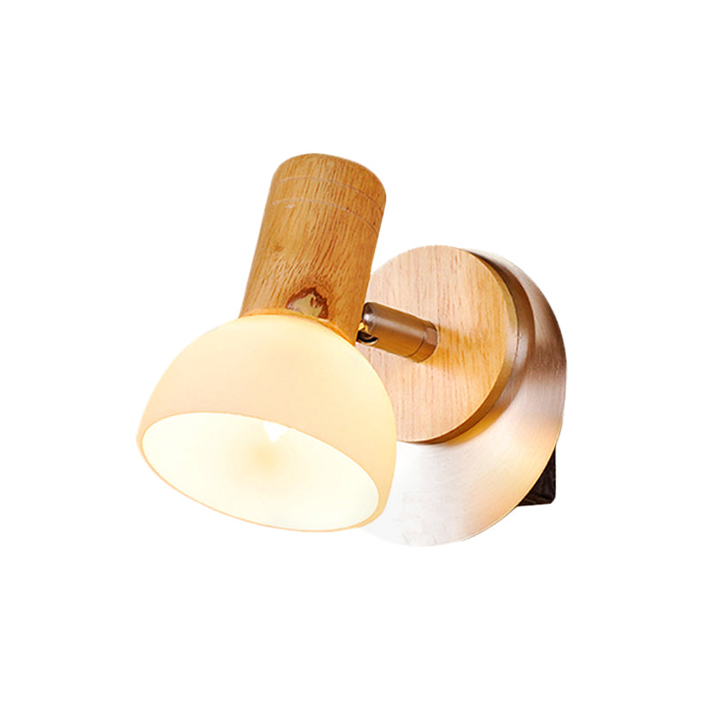 Wood Domed Sconce Light Fixture Modern 1 Head Milk White Glass Wall Mounted Lamp Clearhalo 'Modern wall lights' 'Modern' 'Wall Lamps & Sconces' 'Wall Lights' Lighting' 737101