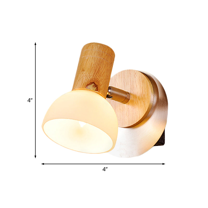 Wood Domed Sconce Light Fixture Modern 1 Head Milk White Glass Wall Mounted Lamp Clearhalo 'Modern wall lights' 'Modern' 'Wall Lamps & Sconces' 'Wall Lights' Lighting' 737102