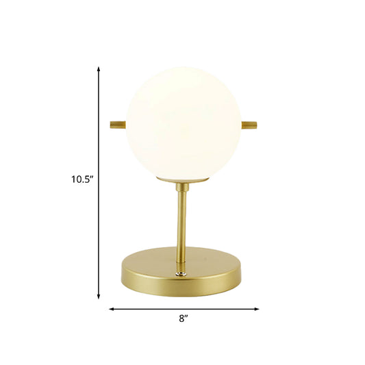 Post-Modern Spherical Night Table Light White Glass 1 Head Bedside Desk Lamp in Gold Clearhalo 'Lamps' 'Table Lamps' Lighting' 737126