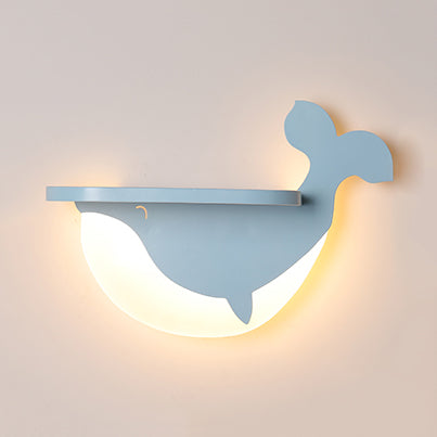 Cartoon Lovely Pattern Wall Light Acrylic LED Sconce Light with Shelf for Boys Girls Bedroom Blue B Clearhalo 'Wall Lamps & Sconces' 'Wall Lights' Lighting' 73727