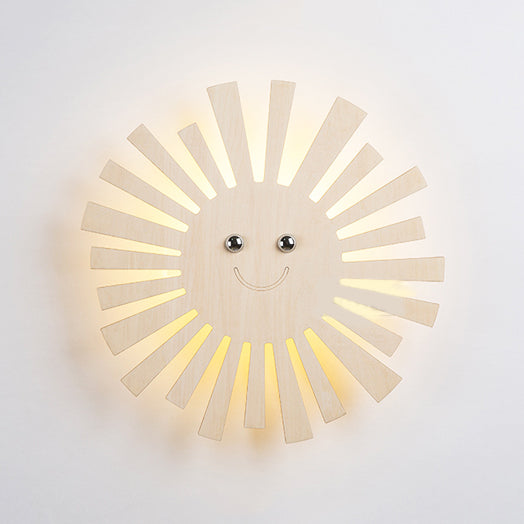 Lovely Beige Wall Light Cartoon Pattern Wooden LED Wall Lamp for Living Room Kid Room Beige A Clearhalo 'Wall Lamps & Sconces' 'Wall Lights' Lighting' 73736