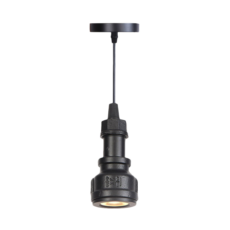 1 Head Water Pipe Pendant Lighting Antiqued Black Finish Metal Pendulum Lamp for Foyer Clearhalo 'Art Deco Pendants' 'Black' 'Cast Iron' 'Ceiling Lights' 'Ceramic' 'Crystal' 'Industrial Pendants' 'Industrial' 'Metal' 'Middle Century Pendants' 'Pendant Lights' 'Pendants' 'Rustic Pendants' 'Tiffany' Lighting' 737436