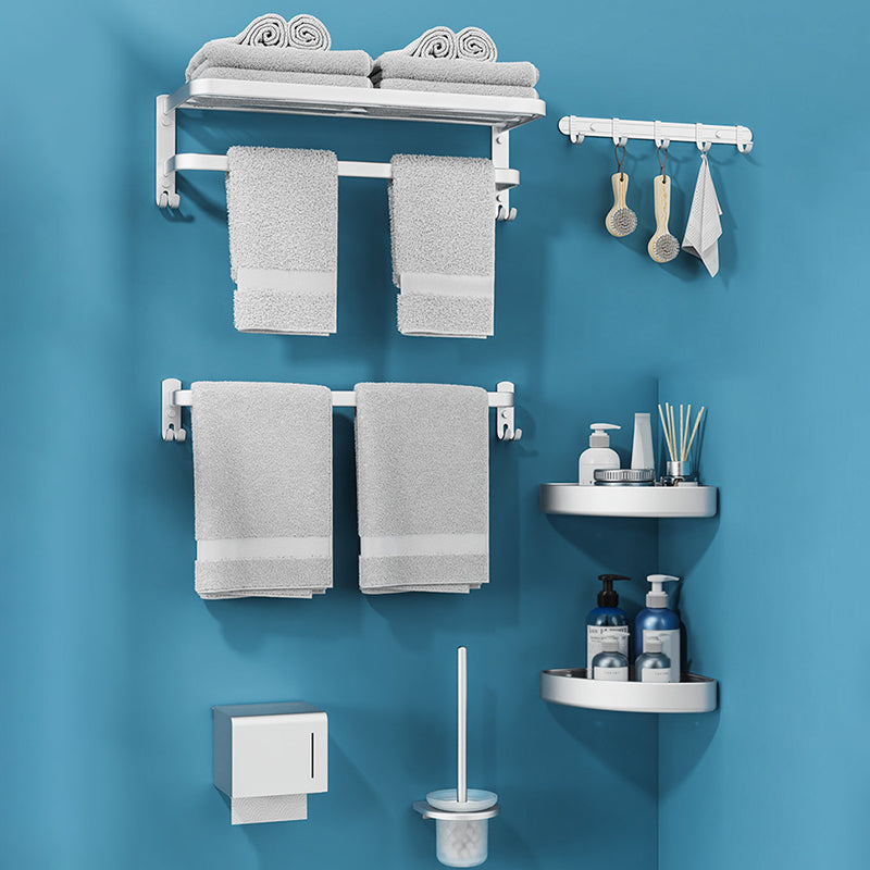 Minimalism Bathroom Hardware Set Stainless Steel Robe Hooks/Towel Bar & Bath Shelf 7-Piece Set Clearhalo 'Bathroom Hardware Sets' 'Bathroom Hardware' 'Bathroom Remodel & Bathroom Fixtures' 'bathroom_hardware_sets' 'Home Improvement' 'home_improvement' 'home_improvement_bathroom_hardware_sets' 7374376