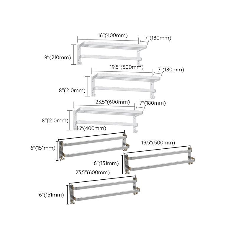 Minimalism Bathroom Hardware Set Stainless Steel Robe Hooks/Towel Bar & Bath Shelf Clearhalo 'Bathroom Hardware Sets' 'Bathroom Hardware' 'Bathroom Remodel & Bathroom Fixtures' 'bathroom_hardware_sets' 'Home Improvement' 'home_improvement' 'home_improvement_bathroom_hardware_sets' 7374378