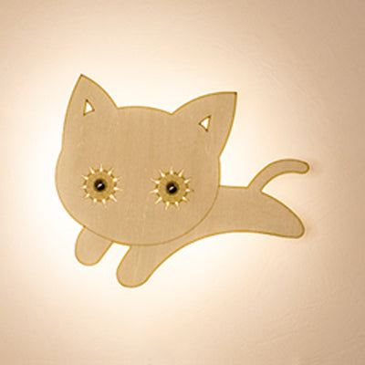 Beige Flat Animal Wall Sconce Kids Cute Wood LED Wall Lamp for Child Bedroom Corridor Beige A Clearhalo 'Wall Lamps & Sconces' 'Wall Lights' Lighting' 73746