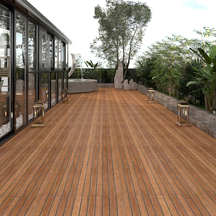 Outdoor Deck Tiles Floor Wall Wooden Snapping Stripe Composite Deck Tiles Coffee 200-Piece Set Clearhalo 'Home Improvement' 'home_improvement' 'home_improvement_outdoor_deck_tiles_planks' 'Outdoor Deck Tiles & Planks' 'Outdoor Flooring & Tile' 'Outdoor Remodel' 'outdoor_deck_tiles_planks' 7374962