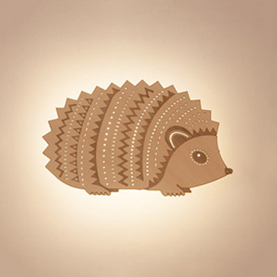 Beige Flat Animal Wall Sconce Kids Cute Wood LED Wall Lamp for Child Bedroom Corridor Beige F Clearhalo 'Wall Lamps & Sconces' 'Wall Lights' Lighting' 73753