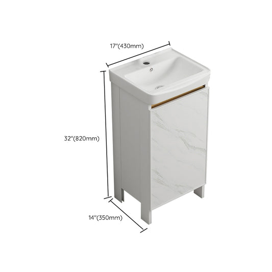 Modern White Metal Base Vanity Single Freestanding Rectangular Sink Vanity Clearhalo 'Bathroom Remodel & Bathroom Fixtures' 'Bathroom Vanities' 'bathroom_vanities' 'Home Improvement' 'home_improvement' 'home_improvement_bathroom_vanities' 7375446