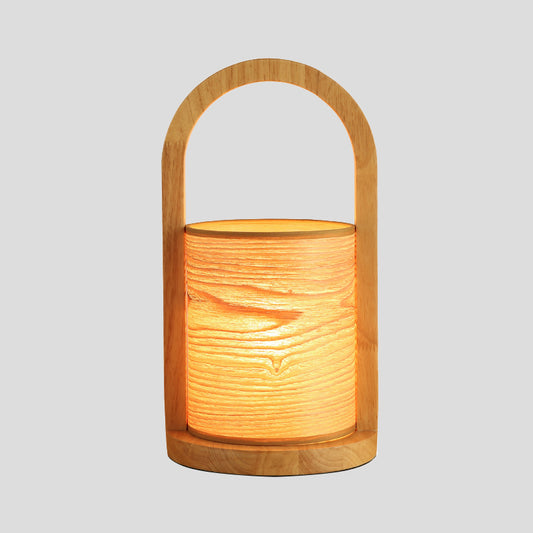 Wood Oval Ring Nightstand Light Modernist 1 Head Night Table Lamp with Tube Shade Clearhalo 'Lamps' 'Table Lamps' Lighting' 737548