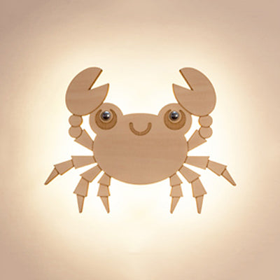 Beige Flat Animal Wall Sconce Kids Cute Wood LED Wall Lamp for Child Bedroom Corridor Beige H Clearhalo 'Wall Lamps & Sconces' 'Wall Lights' Lighting' 73757