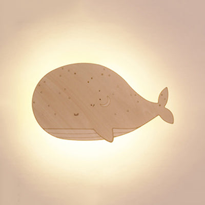 Beige Flat Animal Wall Sconce Kids Cute Wood LED Wall Lamp for Child Bedroom Corridor Beige I Clearhalo 'Wall Lamps & Sconces' 'Wall Lights' Lighting' 73759