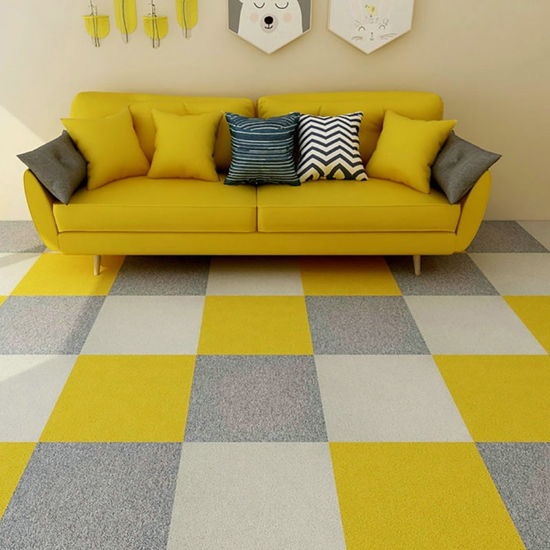 Modern Carpet Floor Tile Level Loop Glue Down Fade Resistant Carpet Tiles Yellow 40-Piece Set Clearhalo 'Carpet Tiles & Carpet Squares' 'carpet_tiles_carpet_squares' 'Flooring 'Home Improvement' 'home_improvement' 'home_improvement_carpet_tiles_carpet_squares' Walls and Ceiling' 7376035