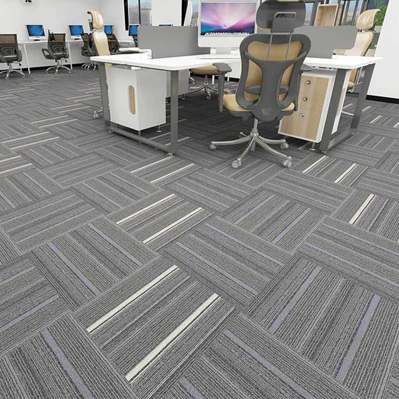 Modern Carpet Floor Tile Level Loop Glue Down Fade Resistant Carpet Tiles Gray/ White/ Gray 40-Piece Set Clearhalo 'Carpet Tiles & Carpet Squares' 'carpet_tiles_carpet_squares' 'Flooring 'Home Improvement' 'home_improvement' 'home_improvement_carpet_tiles_carpet_squares' Walls and Ceiling' 7376051