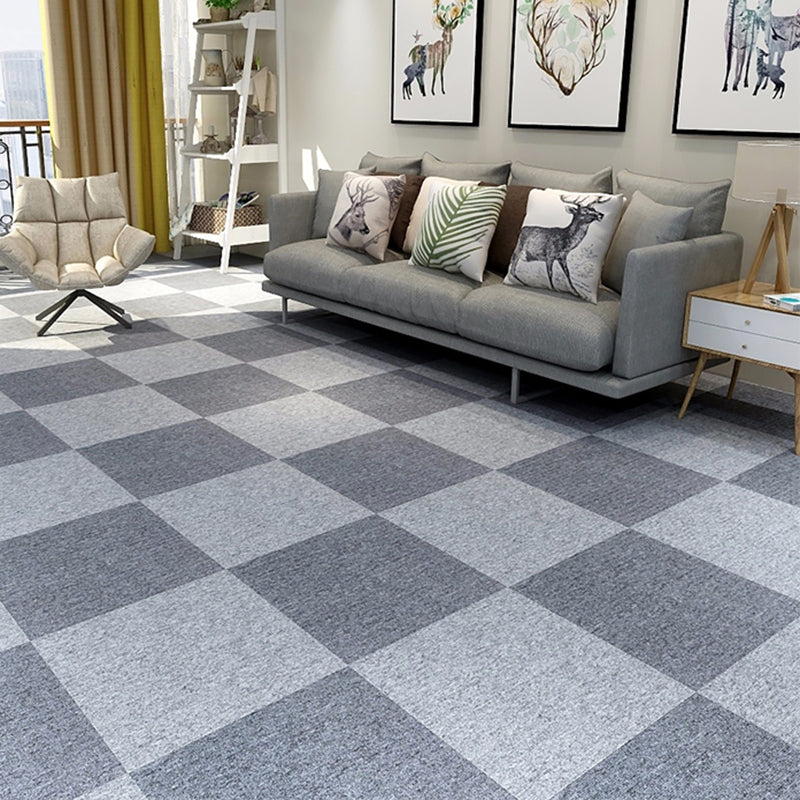 Modern Carpet Floor Tile Level Loop Glue Down Fade Resistant Carpet Tiles Dark Grey/ Light Grey 40-Piece Set Clearhalo 'Carpet Tiles & Carpet Squares' 'carpet_tiles_carpet_squares' 'Flooring 'Home Improvement' 'home_improvement' 'home_improvement_carpet_tiles_carpet_squares' Walls and Ceiling' 7376066