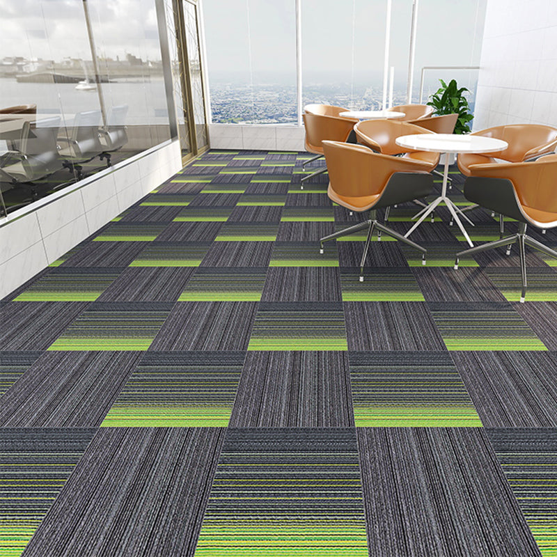 Modern Carpet Floor Tile Level Loop Glue Down Fade Resistant Carpet Tiles Gray-Green 40-Piece Set Asphalt Clearhalo 'Carpet Tiles & Carpet Squares' 'carpet_tiles_carpet_squares' 'Flooring 'Home Improvement' 'home_improvement' 'home_improvement_carpet_tiles_carpet_squares' Walls and Ceiling' 7376067