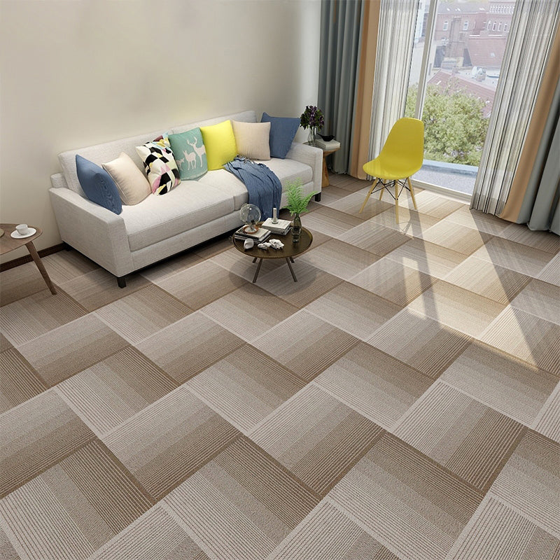 Modern Carpet Floor Tile Level Loop Glue Down Fade Resistant Carpet Tiles Khaki-White 40-Piece Set Asphalt Clearhalo 'Carpet Tiles & Carpet Squares' 'carpet_tiles_carpet_squares' 'Flooring 'Home Improvement' 'home_improvement' 'home_improvement_carpet_tiles_carpet_squares' Walls and Ceiling' 7376069