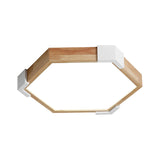 16"/20" W Hexagon Flush Lighting Simple Wood LED Bedroom Flush Mounted Lamp in White/Warm Light Clearhalo 'Ceiling Lights' 'Close To Ceiling Lights' 'Close to ceiling' 'Flush mount' Lighting' 737612