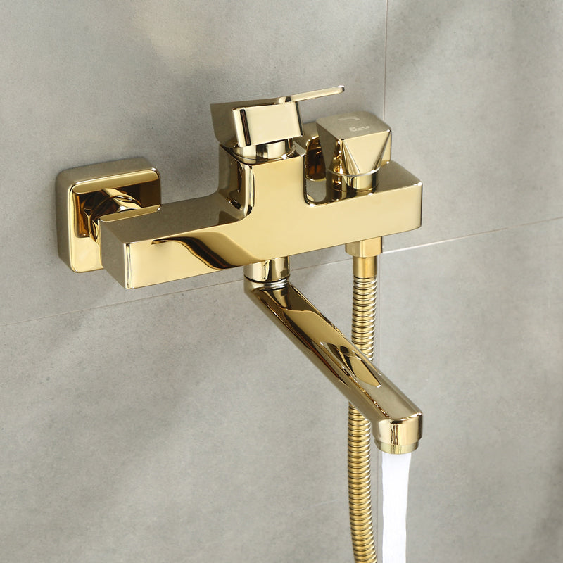 New gold extra long bathtub faucet high quality and handles