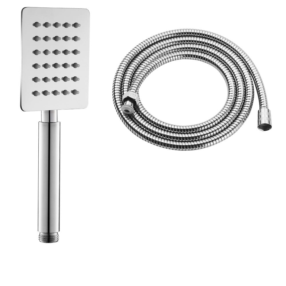 Modern Handheld Shower Head Pressurized 304 Stainless Steel Shower Head Square Shower Head with Hose Clearhalo 'Bathroom Remodel & Bathroom Fixtures' 'Home Improvement' 'home_improvement' 'home_improvement_shower_heads' 'Shower Heads' 'shower_heads' 'Showers & Bathtubs Plumbing' 'Showers & Bathtubs' 7376174