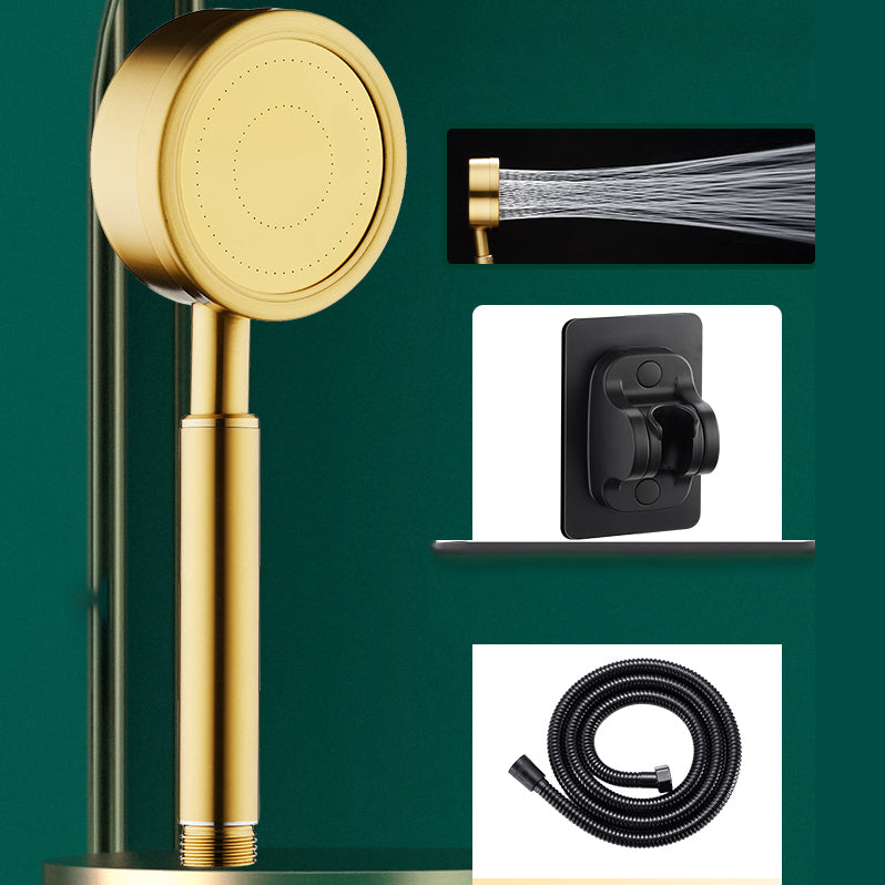 Gold Handheld Shower Head Pressurized 304 Stainless Steel Shower Head Gold Shower & Hose & Punch-Free Bracket Clearhalo 'Bathroom Remodel & Bathroom Fixtures' 'Home Improvement' 'home_improvement' 'home_improvement_shower_heads' 'Shower Heads' 'shower_heads' 'Showers & Bathtubs Plumbing' 'Showers & Bathtubs' 7376219