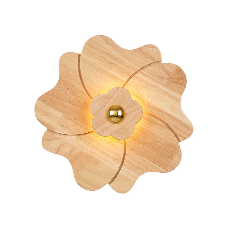 Flower Bedside Wall Light Sconce Wood 4 Lights Contemporary LED Wall Mount Lamp Fixture Clearhalo 'Modern wall lights' 'Modern' 'Wall Lamps & Sconces' 'Wall Lights' Lighting' 737650