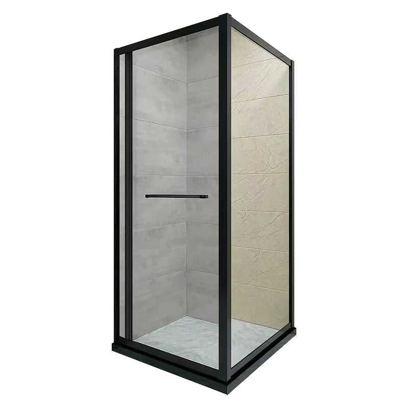 Square Black Shower Shower Enclosure Single Sliding Shower Enclosure Clearhalo 'Bathroom Remodel & Bathroom Fixtures' 'Home Improvement' 'home_improvement' 'home_improvement_shower_stalls_enclosures' 'Shower Stalls & Enclosures' 'shower_stalls_enclosures' 'Showers & Bathtubs' 7376542