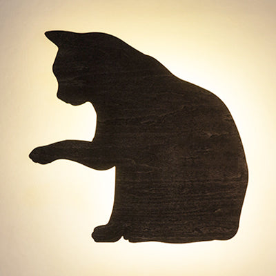 Kitten Kid Bedroom Hallway Sconce Light Wood Animal LED Wall Sconce in Black Finish Black C Clearhalo 'Wall Lamps & Sconces' 'Wall Lights' Lighting' 73768