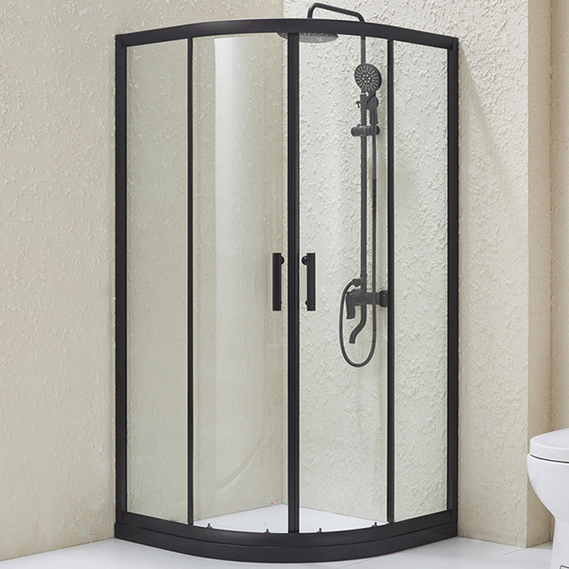 Tempered Shower Bath Door Double Sliding Shower Doors in Black Clearhalo 'Bathroom Remodel & Bathroom Fixtures' 'Home Improvement' 'home_improvement' 'home_improvement_shower_tub_doors' 'Shower and Tub Doors' 'shower_tub_doors' 'Showers & Bathtubs' 7377183