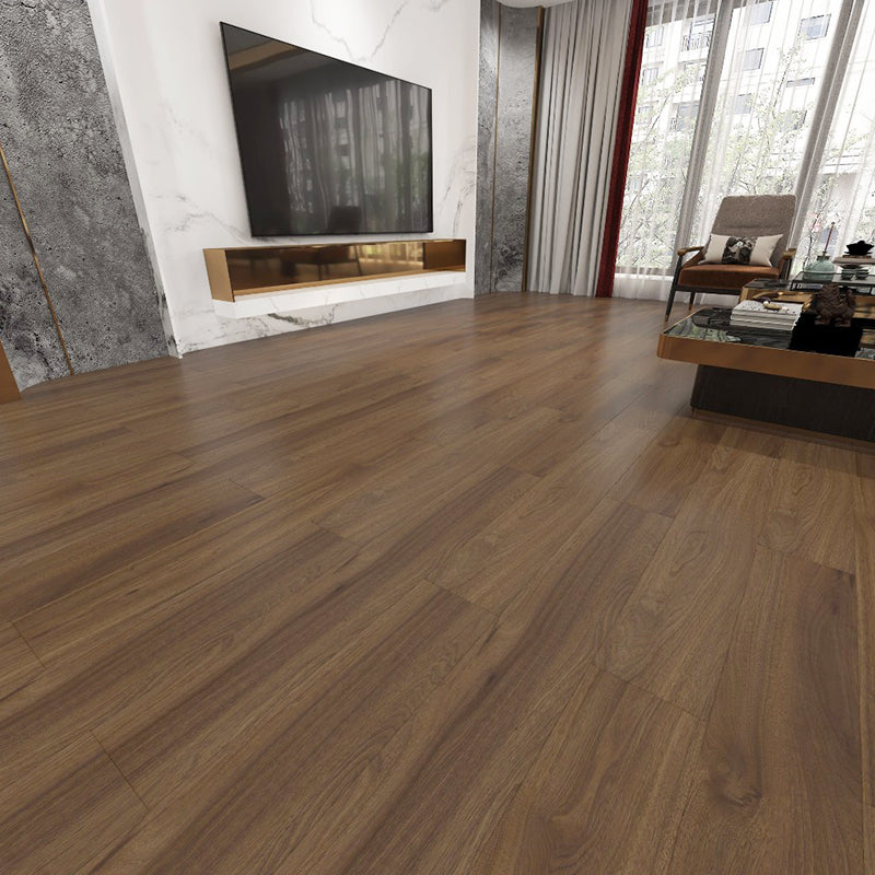 Laminate Flooring Wooden Click-clock Scratch Resistant Laminate Flooring Dark Coffee Clearhalo 'Flooring 'Home Improvement' 'home_improvement' 'home_improvement_laminate_flooring' 'Laminate Flooring' 'laminate_flooring' Walls and Ceiling' 7377716