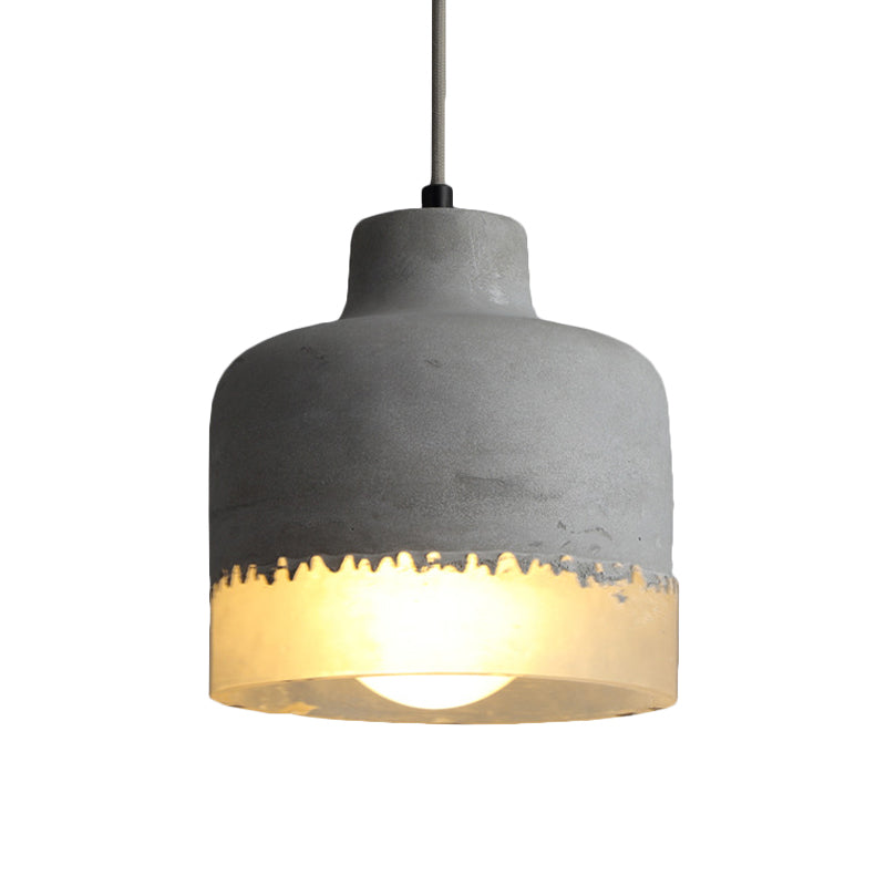 Altar Shaped Cement Ceiling Lighting Industrial 1 Light Restaurant Hanging Lamp Fixture in Grey Clearhalo 'Ceiling Lights' 'Industrial Pendants' 'Industrial' 'Middle Century Pendants' 'Pendant Lights' 'Pendants' 'Tiffany' Lighting' 737782