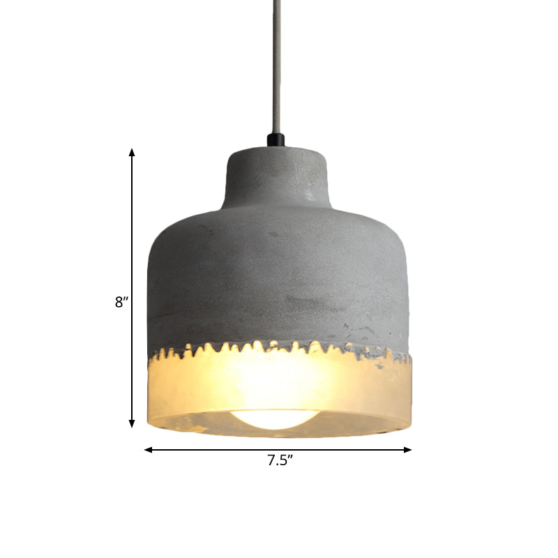 Altar Shaped Cement Ceiling Lighting Industrial 1 Light Restaurant Hanging Lamp Fixture in Grey Clearhalo 'Ceiling Lights' 'Industrial Pendants' 'Industrial' 'Middle Century Pendants' 'Pendant Lights' 'Pendants' 'Tiffany' Lighting' 737784