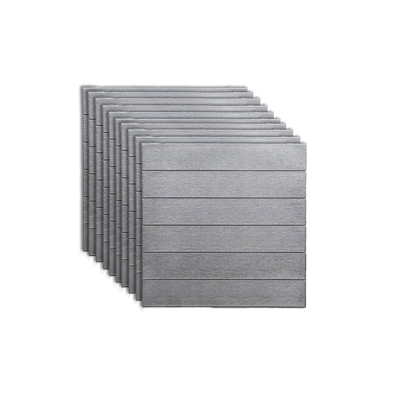 Contemporary Backsplash Panels Plastic Waterproof Backsplash Panels Silver Gray 10-Piece Set Clearhalo 'Flooring 'Home Improvement' 'home_improvement' 'home_improvement_wall_paneling' 'Wall Paneling' 'wall_paneling' 'Walls & Ceilings' Walls and Ceiling' 7377889