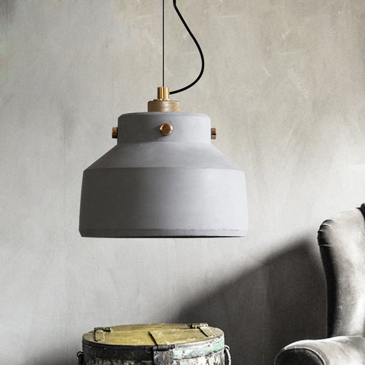 Grey Can/Barn Hanging Light Fixture Vintage Cement 1 Bulb 7"/10"/12.5" Wide Bar-Island Pendant Ceiling Lamp Grey 10" Clearhalo 'Ceiling Lights' 'Industrial Pendants' 'Industrial' 'Middle Century Pendants' 'Pendant Lights' 'Pendants' 'Tiffany' Lighting' 737823