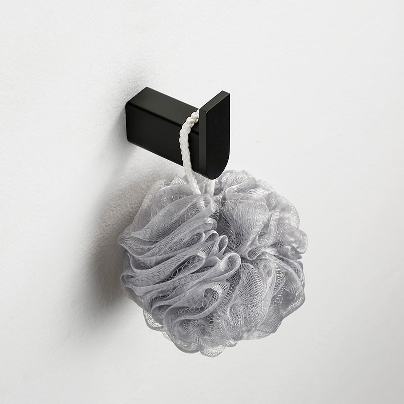 Minimalism Black Bathroom Accessory Set Contemporary Style Metal Towel Bar Towel/Robe Hook Clearhalo 'Bathroom Hardware Sets' 'Bathroom Hardware' 'Bathroom Remodel & Bathroom Fixtures' 'bathroom_hardware_sets' 'Home Improvement' 'home_improvement' 'home_improvement_bathroom_hardware_sets' 7378755