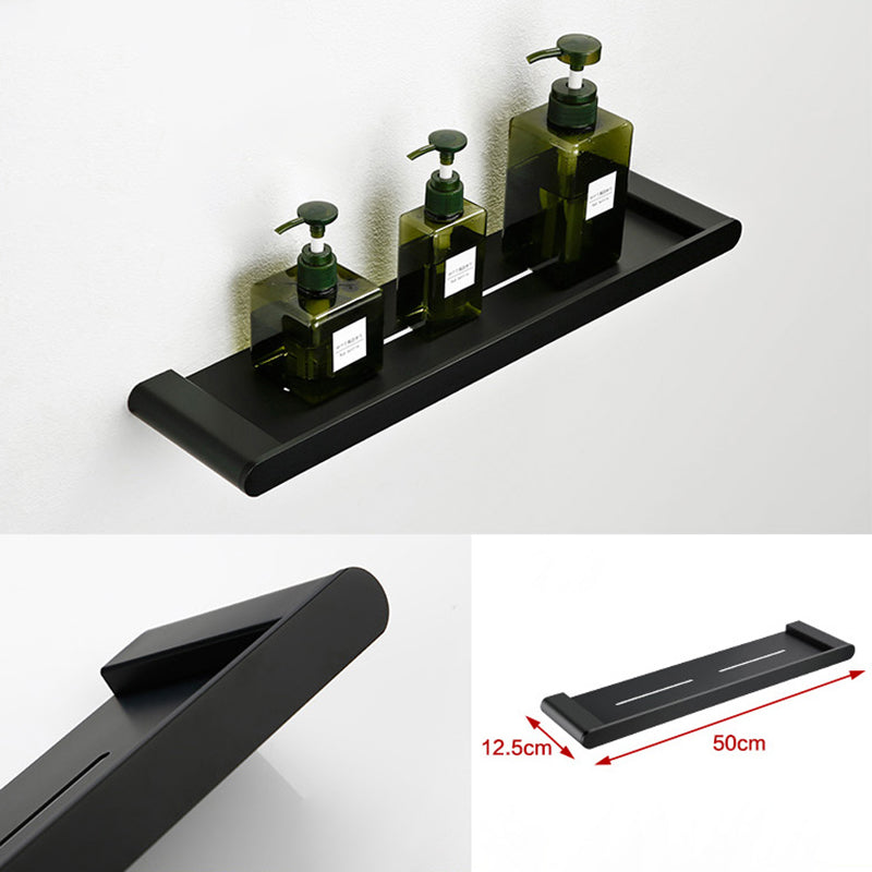 Minimalism Black Bathroom Accessory Set Contemporary Style Metal Towel Bar Clearhalo 'Bathroom Hardware Sets' 'Bathroom Hardware' 'Bathroom Remodel & Bathroom Fixtures' 'bathroom_hardware_sets' 'Home Improvement' 'home_improvement' 'home_improvement_bathroom_hardware_sets' 7378765