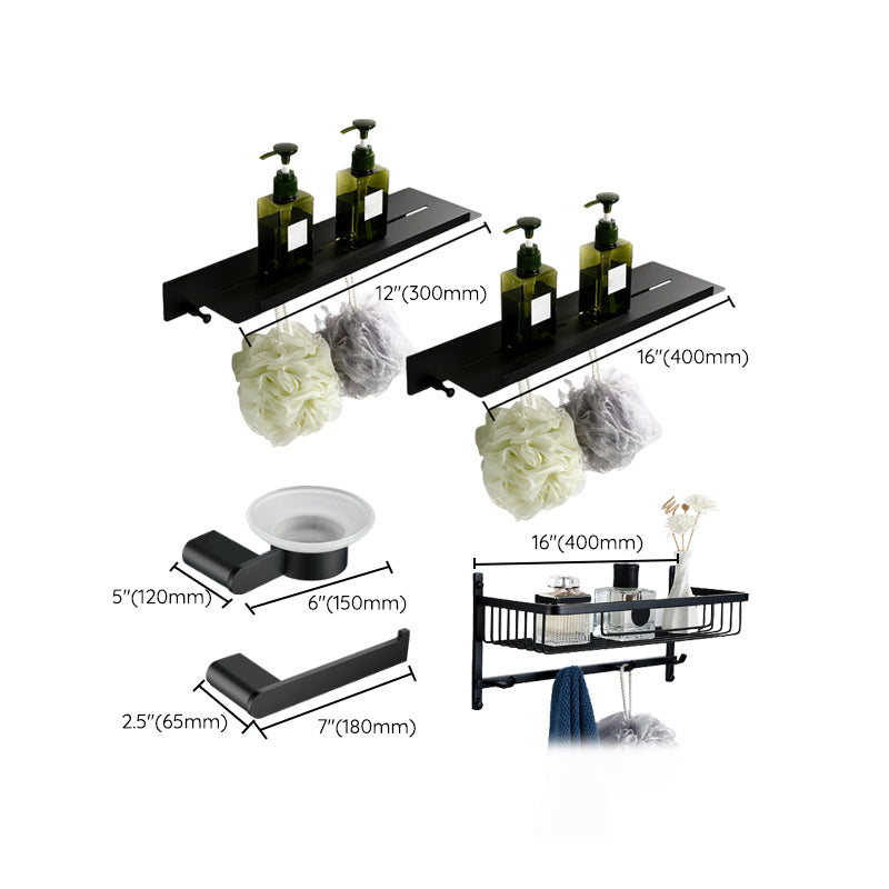 Minimalism Black Bathroom Accessory Set Contemporary Style Metal Towel Bar Clearhalo 'Bathroom Hardware Sets' 'Bathroom Hardware' 'Bathroom Remodel & Bathroom Fixtures' 'bathroom_hardware_sets' 'Home Improvement' 'home_improvement' 'home_improvement_bathroom_hardware_sets' 7378780