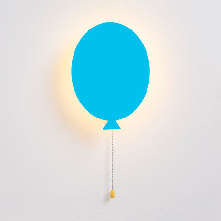 Wooden Slim Panel Balloon Wall Light Cartoon LED Wall Sconce for Child Bedroom Kindergarten Sky Blue Clearhalo 'Wall Lamps & Sconces' 'Wall Lights' Lighting' 73788