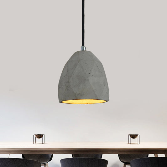 1-Bulb Cement Pendant Lighting Industrial-Style Grey Dome Restaurant Hanging Lamp Kit Grey Clearhalo 'Ceiling Lights' 'Industrial Pendants' 'Industrial' 'Middle Century Pendants' 'Pendant Lights' 'Pendants' 'Tiffany' Lighting' 737891