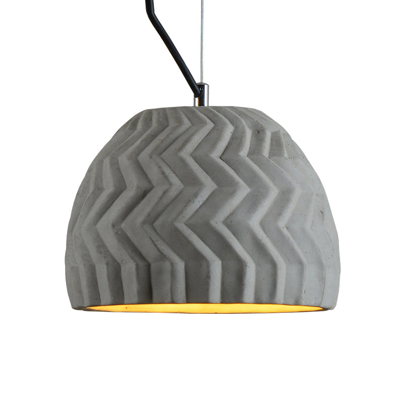 Grey Dome Ceiling Light Vintage Cement 1 Head Coffee House Hanging Lamp Fixture, 6"/10" Wide Clearhalo 'Ceiling Lights' 'Industrial Pendants' 'Industrial' 'Middle Century Pendants' 'Pendant Lights' 'Pendants' 'Tiffany' Lighting' 737905