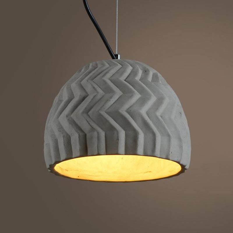 Grey Dome Ceiling Light Vintage Cement 1 Head Coffee House Hanging Lamp Fixture, 6"/10" Wide Clearhalo 'Ceiling Lights' 'Industrial Pendants' 'Industrial' 'Middle Century Pendants' 'Pendant Lights' 'Pendants' 'Tiffany' Lighting' 737906