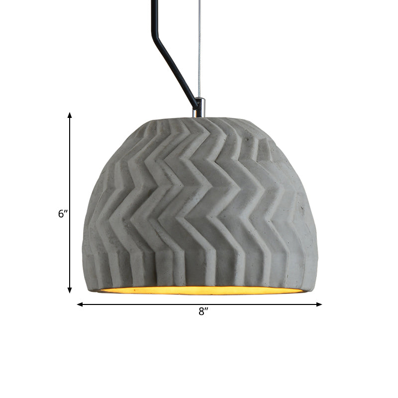 Grey Dome Ceiling Light Vintage Cement 1 Head Coffee House Hanging Lamp Fixture, 6"/10" Wide Clearhalo 'Ceiling Lights' 'Industrial Pendants' 'Industrial' 'Middle Century Pendants' 'Pendant Lights' 'Pendants' 'Tiffany' Lighting' 737907